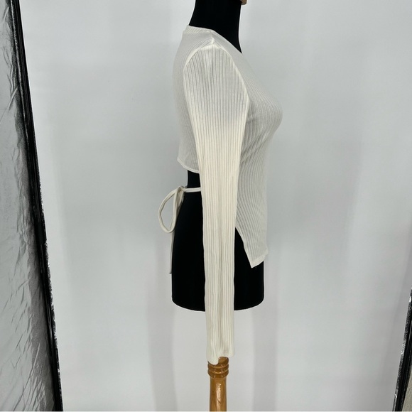 Reformation Cream Tie Back Open Back Ribbed Sweater Top - Picture 6 of 8